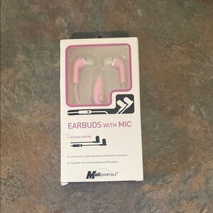 Pink Earbuds with Mic NIB